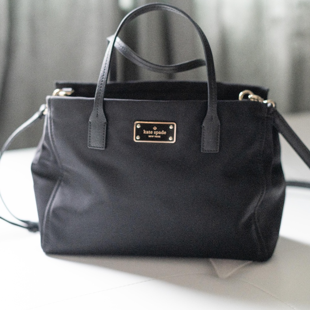 Kate Spade New York Nylon Leather Crossbody Bag Black